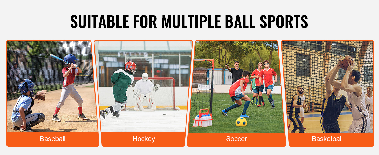 suitable for multiple ball sports: baseball, hockey, soccer, basketball. perfect for VEVOR golf practice net.
