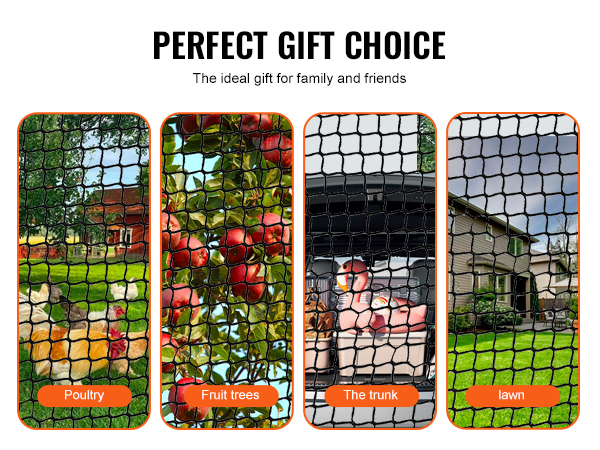 VEVOR golf practice net used for poultry, fruit trees, trunk, and lawn, meeting various family needs.
