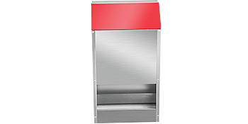 red-topped VEVOR galvanized poultry feeder with dual feed trays.