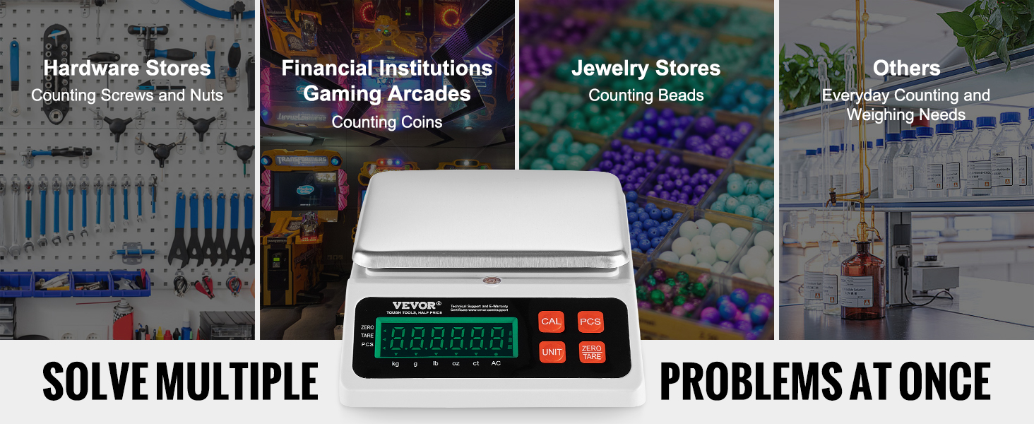 VEVOR industrial counting scale for hardware stores, financial institutions, jewelry stores, and others.