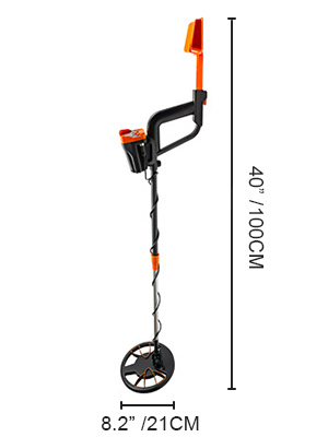 VEVOR waterproof metal detector, 100cm length, 21cm search coil.