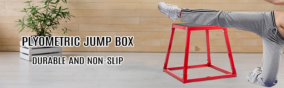 red VEVOR plyometric box for jumping exercises, featuring a durable non-slip surface.