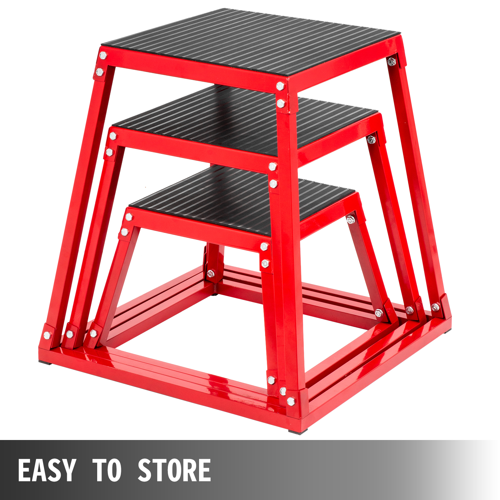 red, nesting VEVOR plyometric box set for easy storage.