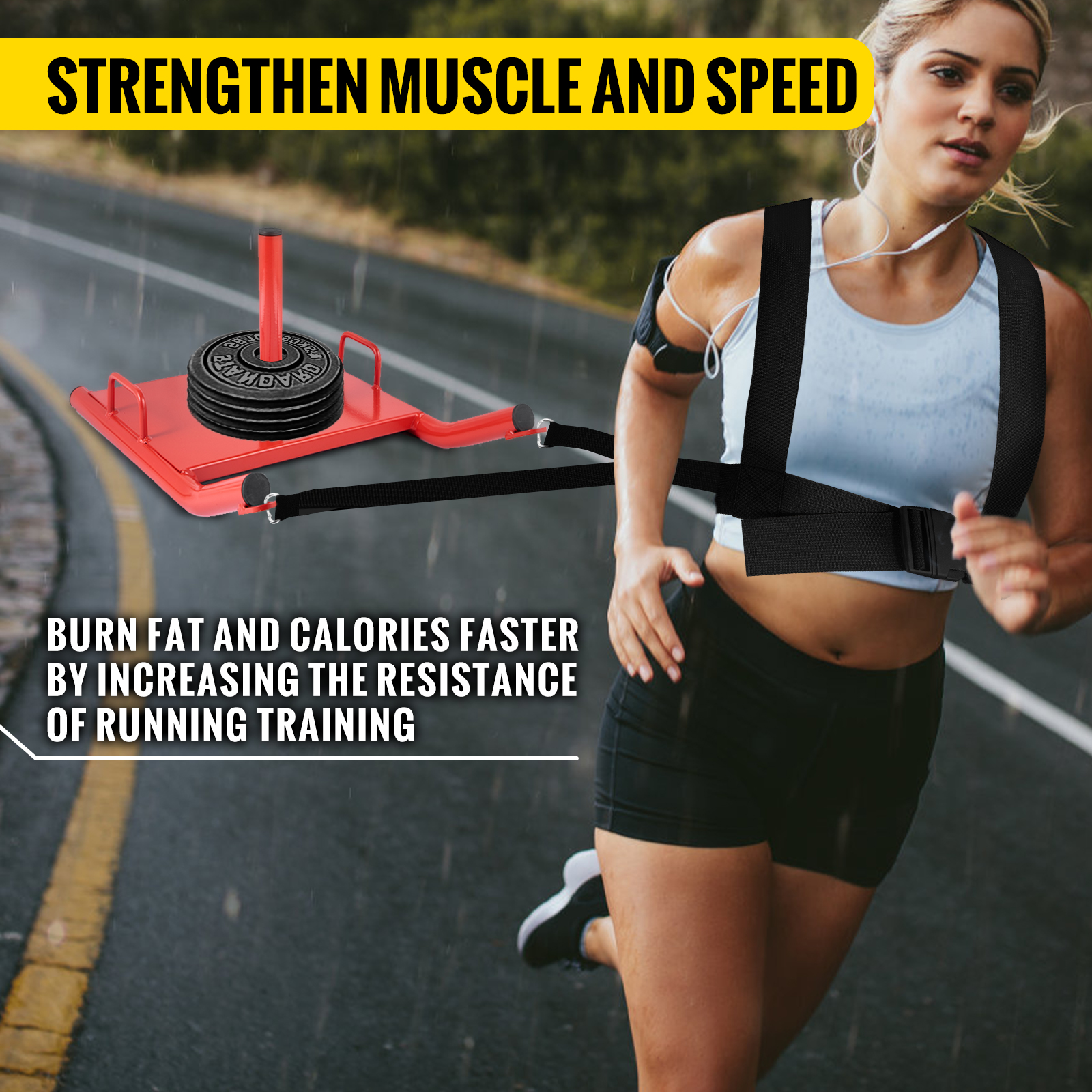 VEVOR weight sled for running training to burn fat and increase speed and muscle strength.