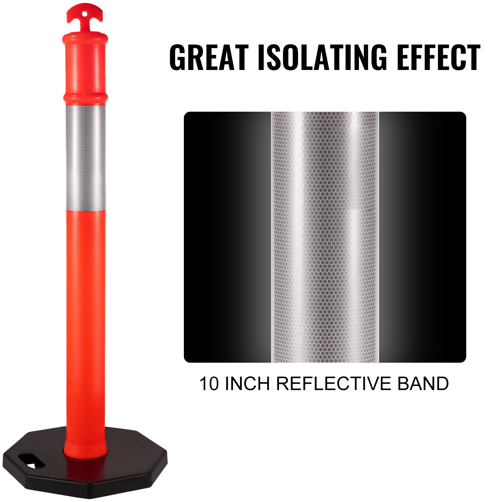 VEVOR traffic delineator posts with reflective band for high visibility.