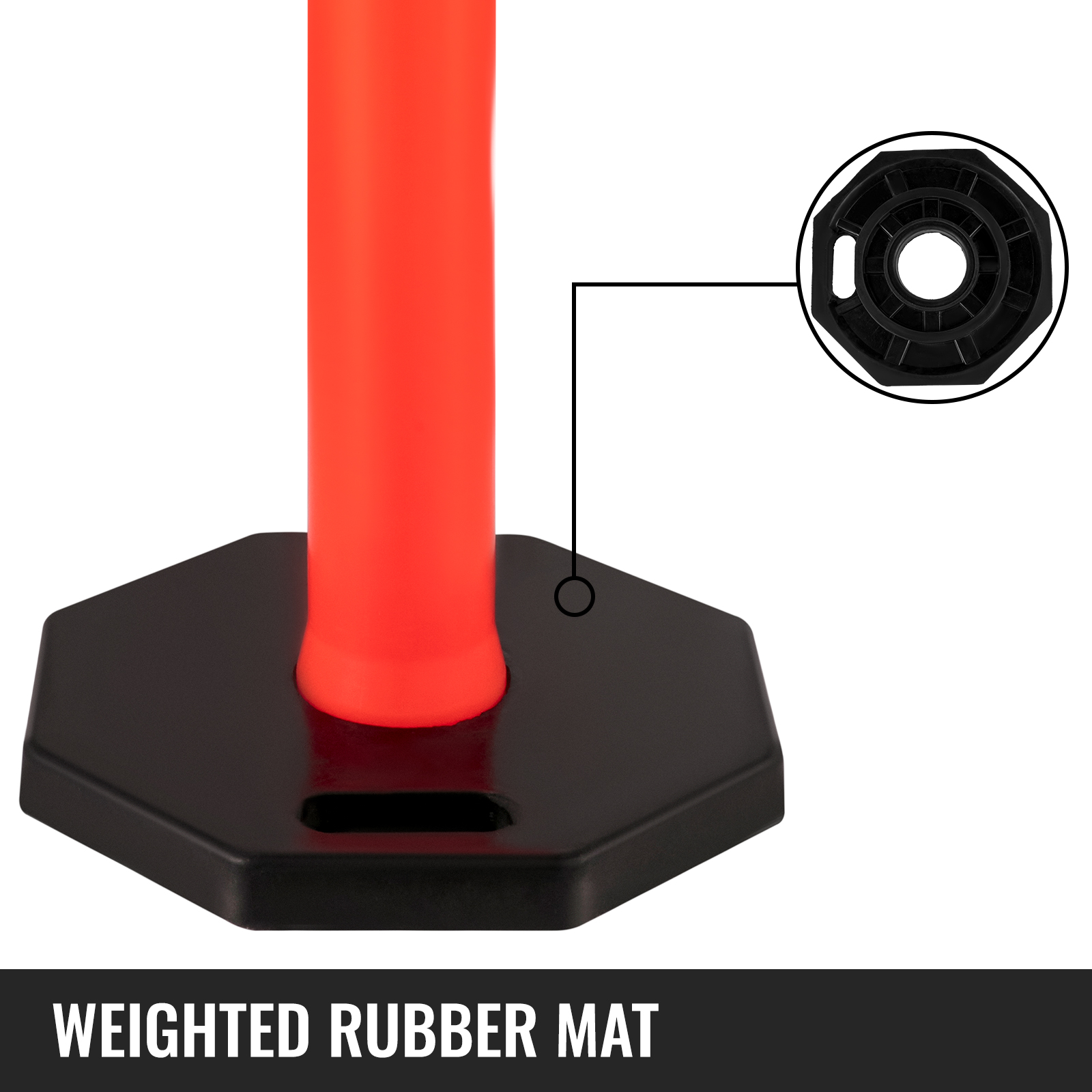 VEVOR traffic delineator posts with weighted rubber mat for stability.