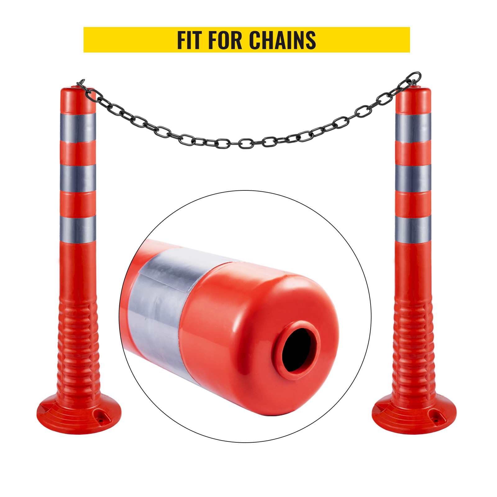 VEVOR traffic delineator cones with reflective strips and chain connectivity