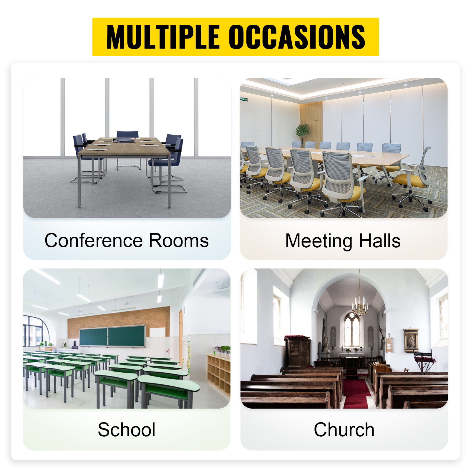 multiple occasions for VEVOR acrylic podium: conference rooms, meeting halls, school, church.