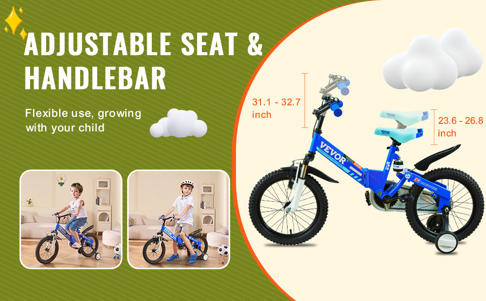 VEVOR toddler balance bike with adjustable seat and handlebar for flexible use and growth.