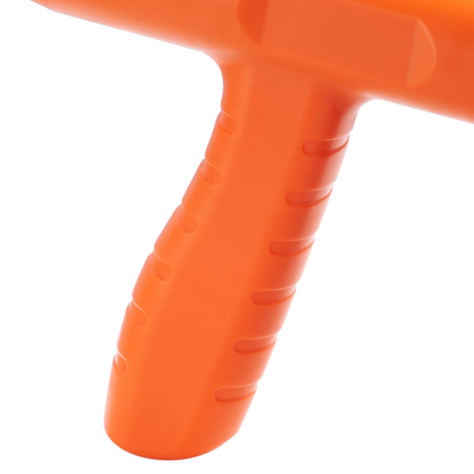 orange handle of VEVOR drain auger with ergonomic grip and textured surface.