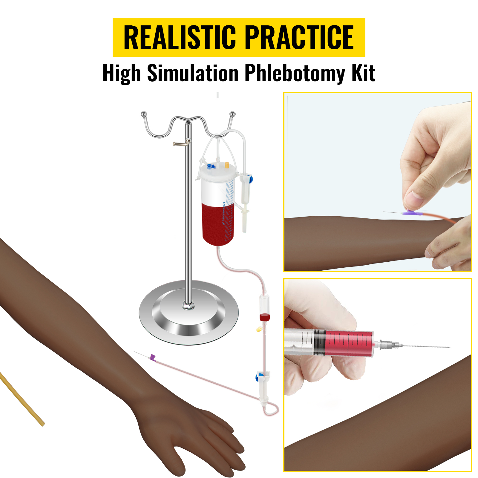 VEVOR phlebotomy practice kit with arm model, iv stand, and syringe for training.