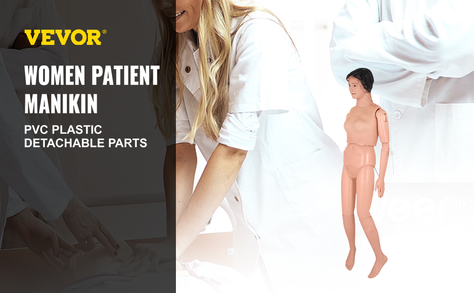VEVOR medicīniskās apmācības manekens ar pvc plastmasas noņemamām daļām sieviešu pacientu apmācībai.