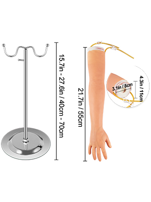 VEVOR phlebotomy practice kit with adjustable iv stand and realistic arm for training.