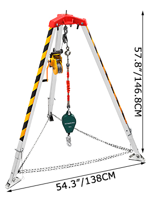VEVOR confined space tripod kit with chains and pulley.