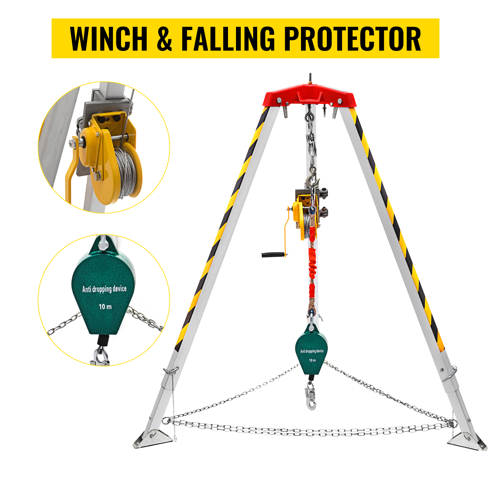 VEVOR confined space tripod kit with winch and falling protector, anti-dropping device.