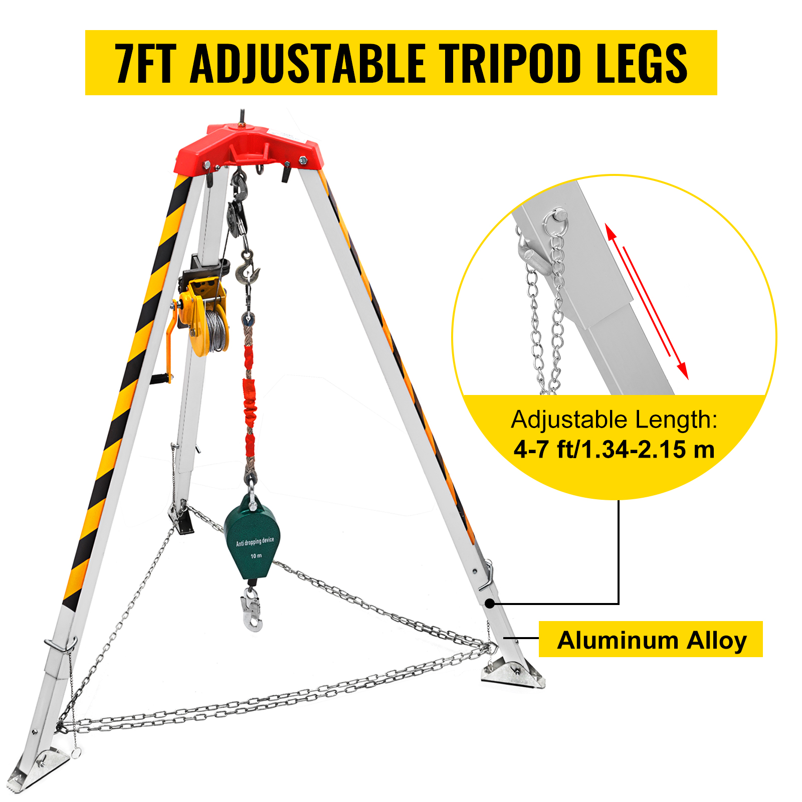 VEVOR confined space tripod kit with 7ft adjustable aluminum alloy legs.