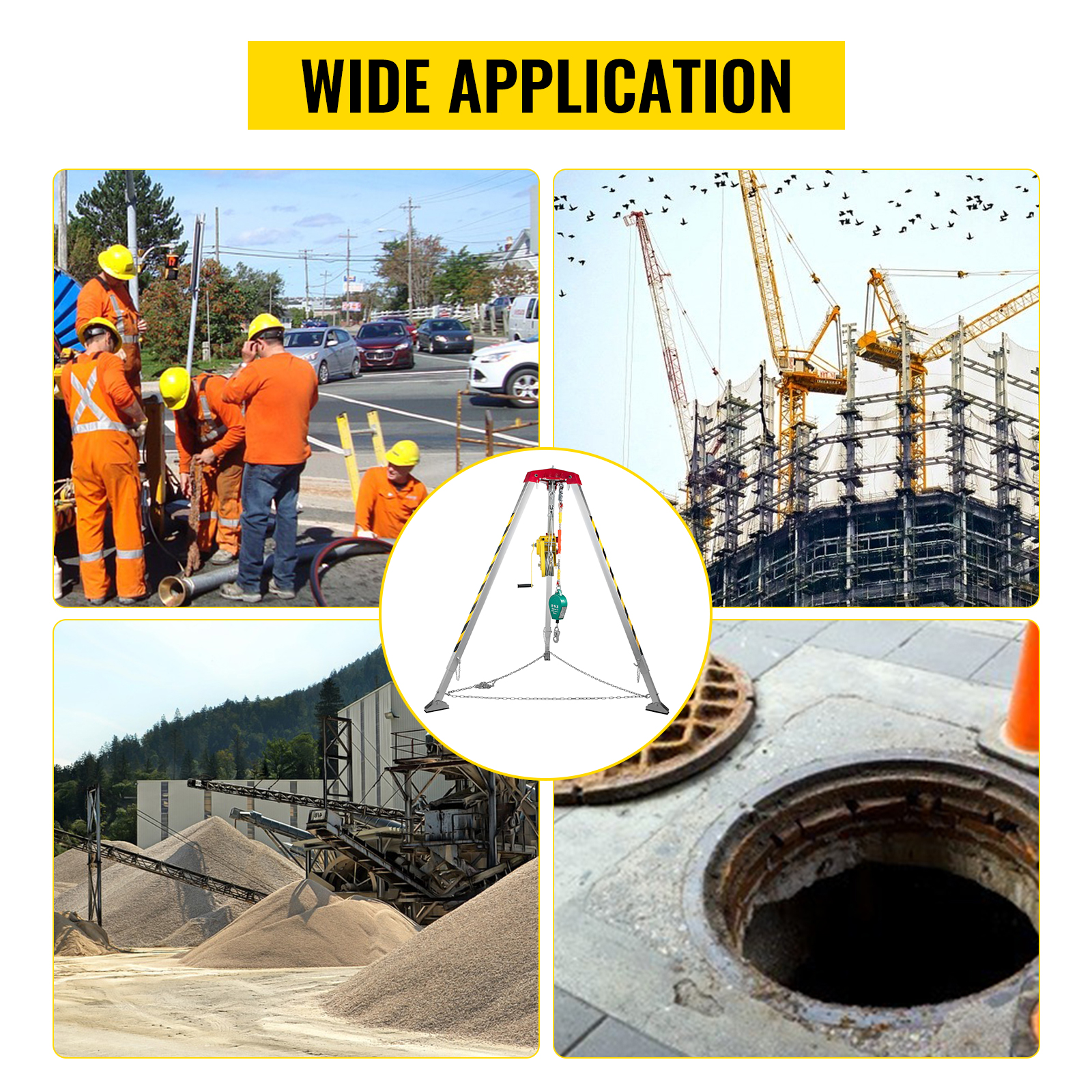 VEVOR confined space tripod kit for wide application in construction and industrial sites.