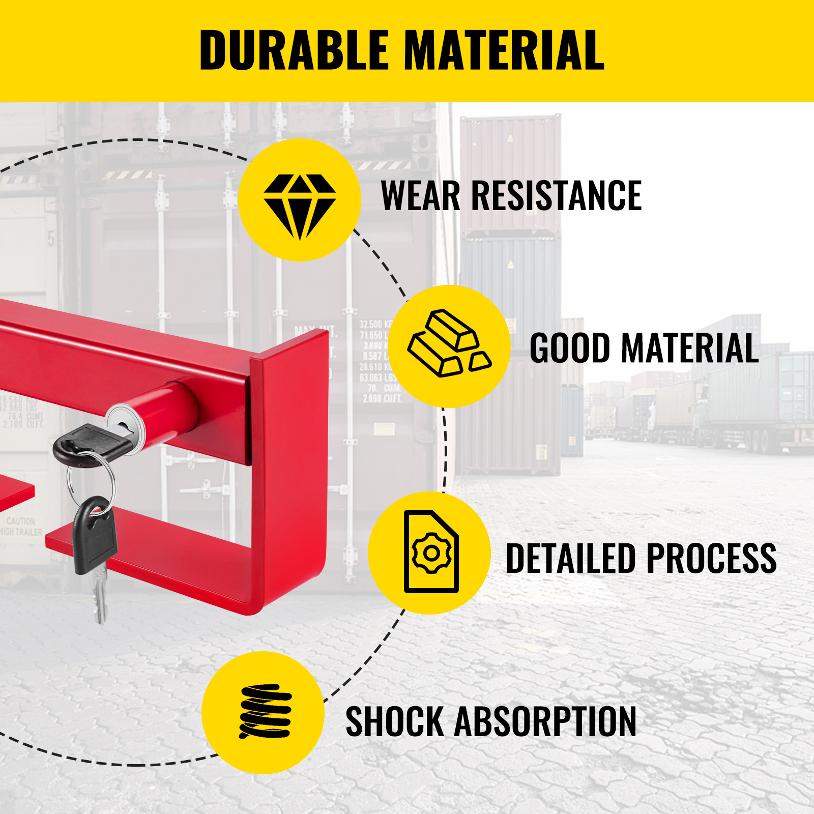 VEVOR cargo container lock with durability, wear resistance, and shock absorption.