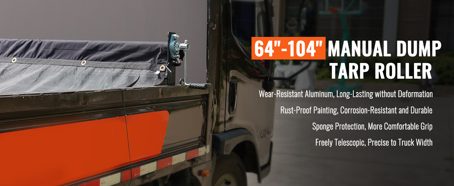 VEVOR hand crank tarp roller kit on a truck, showcasing its manual dump tarp roller features.