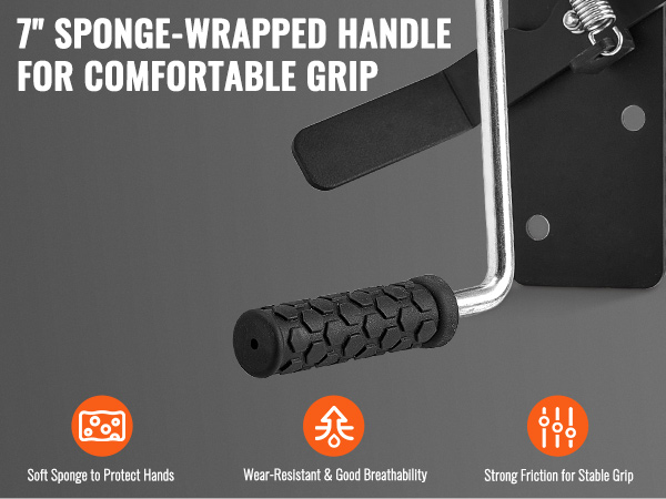 VEVOR hand crank tarp roller kit with 7" sponge-wrapped handle for comfortable, secure grip.