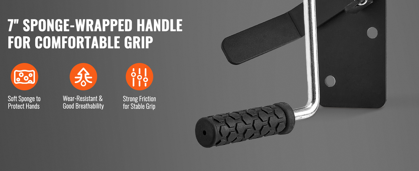 VEVOR hand crank tarp roller kit with 7" sponge-wrapped handle for comfortable, secure grip.