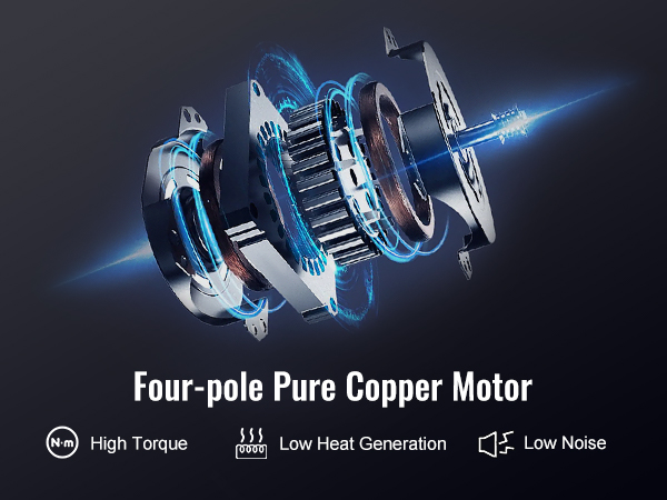 four-pole pure copper motor with high torque, low heat generation, and low noise in VEVOR ac vacuum pump.