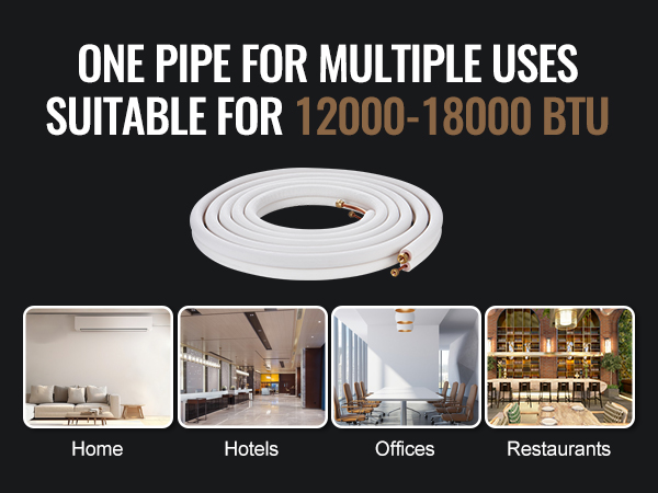 VEVOR mini split line set: ideal for 12000-18000 btu in homes, hotels, offices, and restaurants.