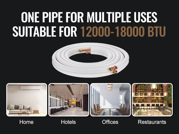 VEVOR mini split line set for versatile use in homes, hotels, offices, and restaurants, 12000-18000 btu.