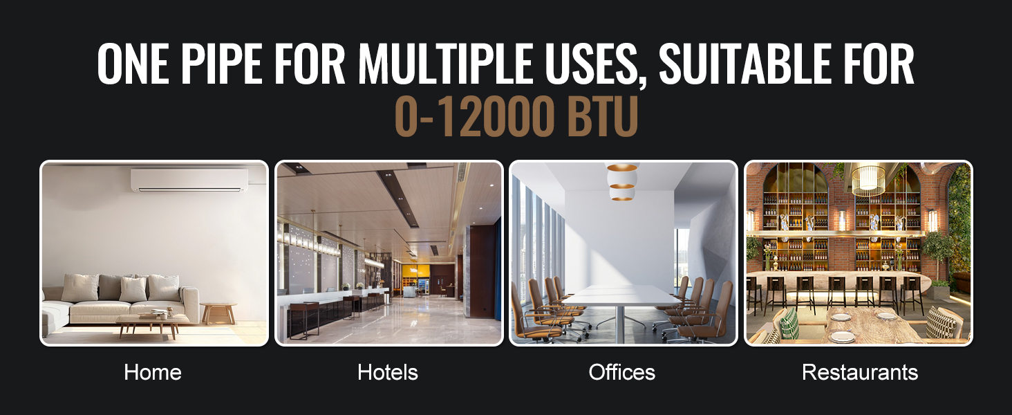 VEVOR mini split line set for homes, hotels, offices, and restaurants, suitable for 0-12000 btu.