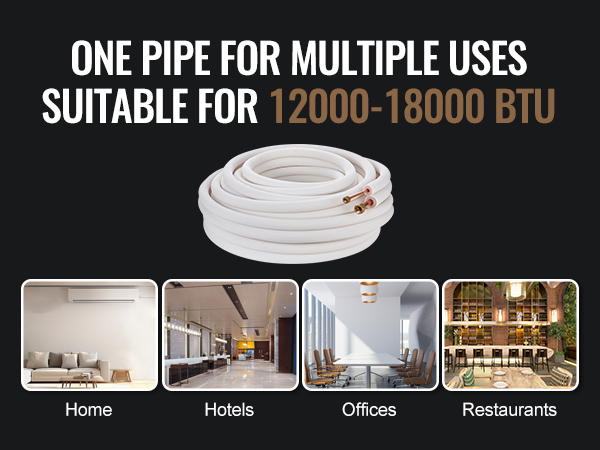 VEVOR mini split line set for home, hotels, offices, and restaurants, 12000-18000 btu applications.