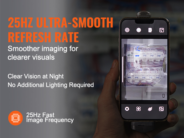 25hz refresh rate thermal imaging camera showcasing clear visuals at night, VEVOR thermal imaging camera.