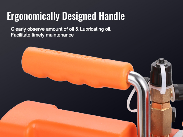 ergonomically designed handle of VEVOR hvac vacuum pump with rubber-clad iron for durability.