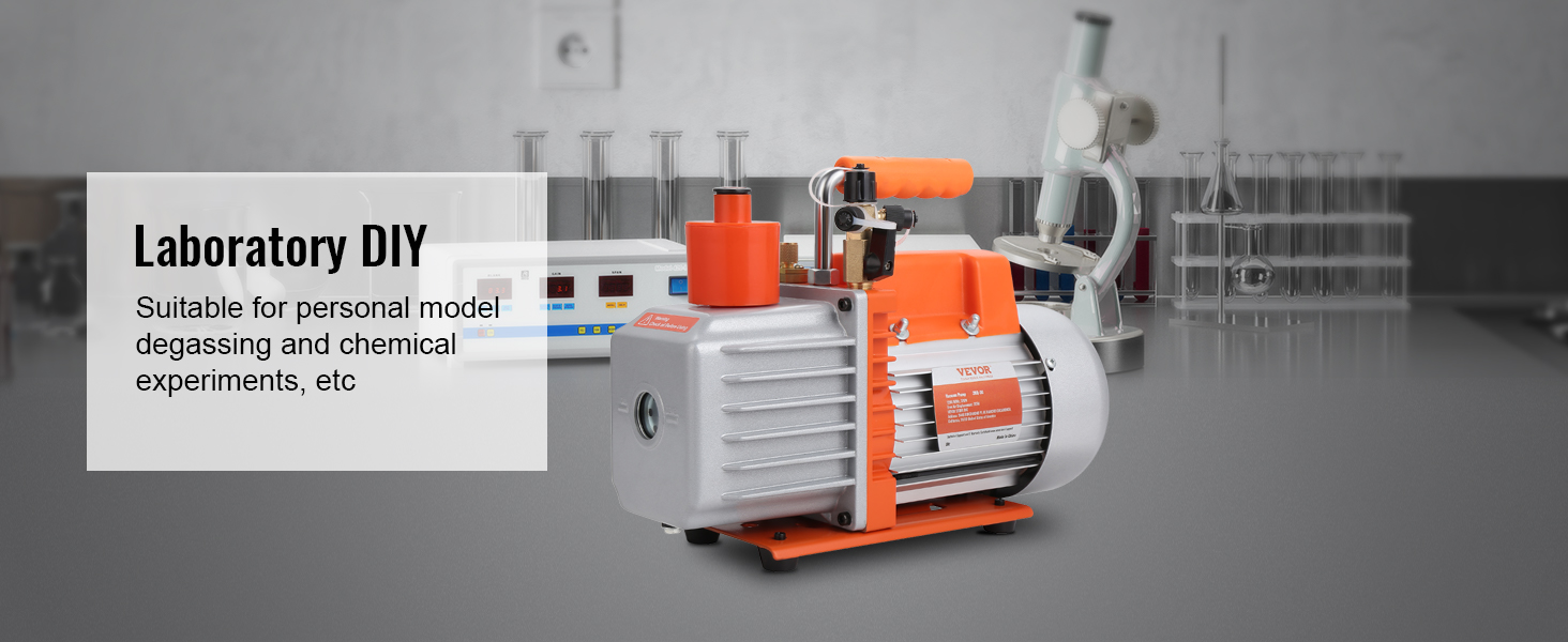 VEVOR hvac vacuum pump in a laboratory setting, ideal for diy projects and chemical experiments.