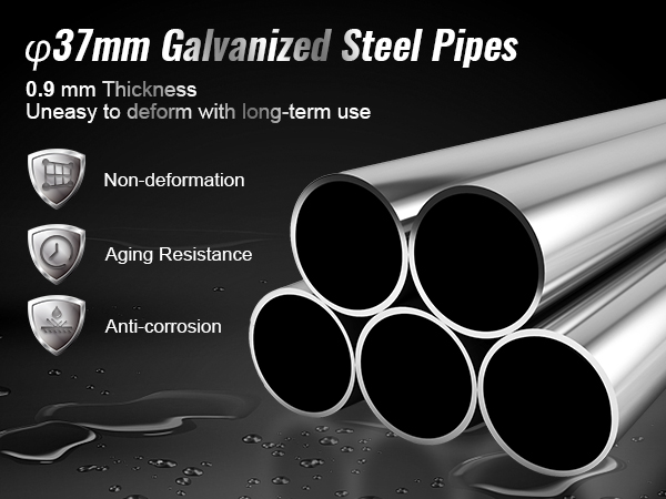 VEVOR carport galvanized steel pipes, 0.8mm thick, anti-corrosion, aging resistance, non-deformation.