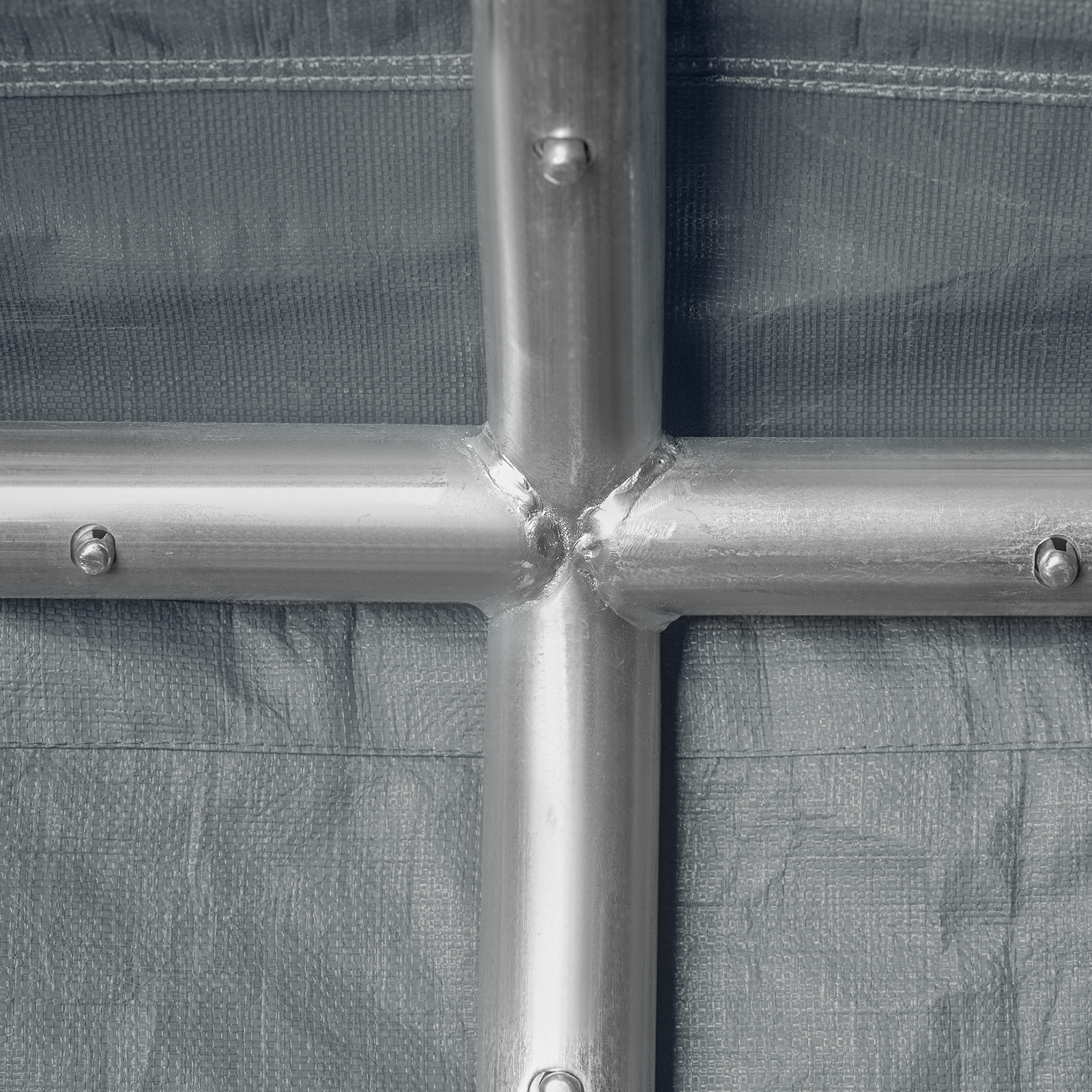 VEVOR carport metal frame with cross-joint, bolts, and fabric cover, showcasing durable construction.