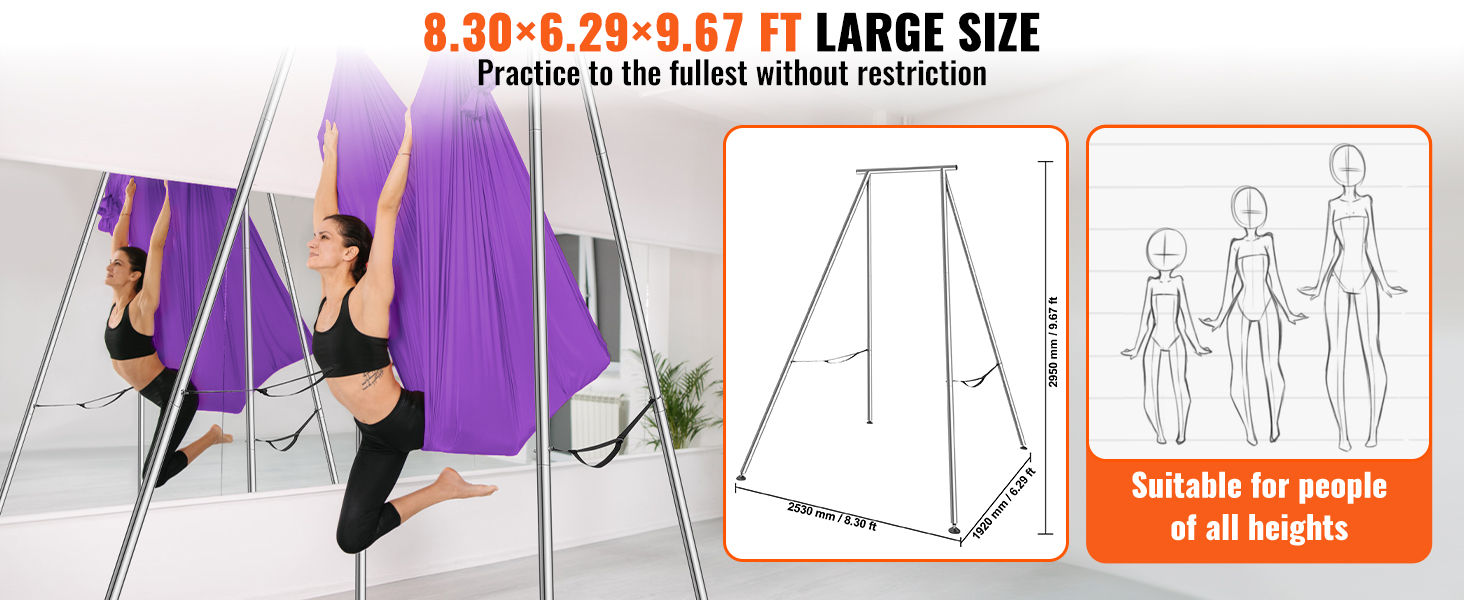 VEVOR aerial yoga frame, large size, suitable for all heights. practice to the fullest with no restriction.