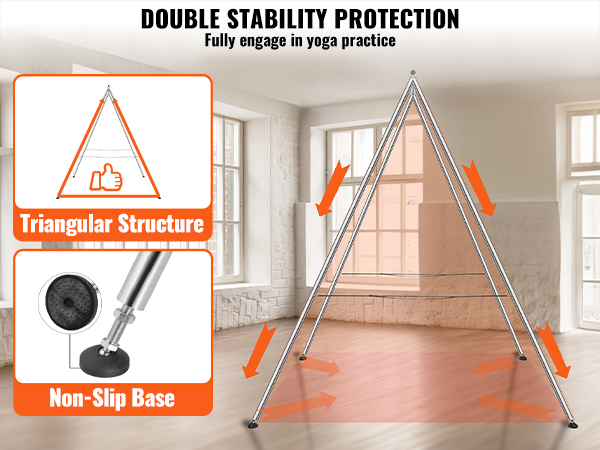 VEVOR aerial yoga frame with triangular structure and non-slip base for double stability protection.
