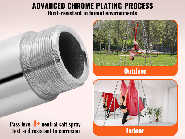 advanced chrome plating process with VEVOR aerial yoga hammock for outdoor and indoor use.
