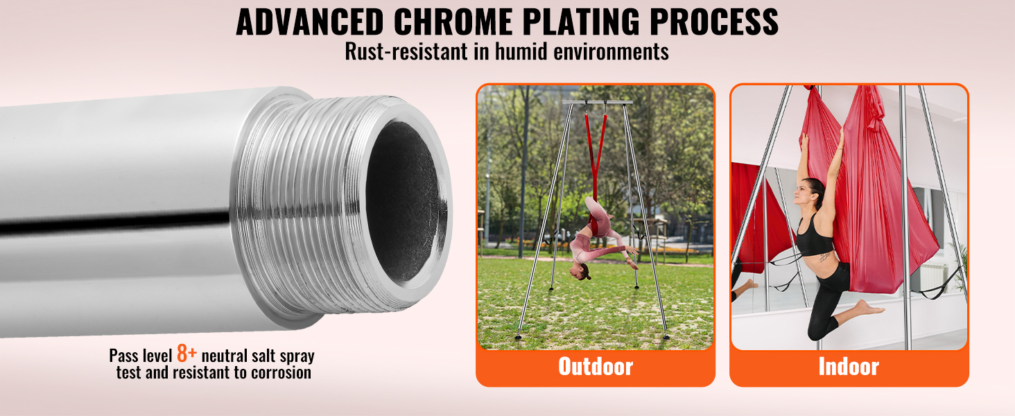 advanced chrome plating process with VEVOR aerial yoga hammock for outdoor and indoor use.
