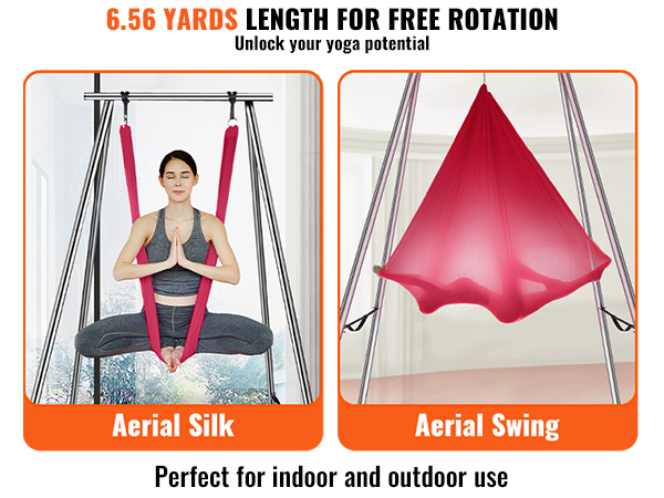 VEVOR aerial yoga hammock setup demonstrating aerial silk and swing techniques.