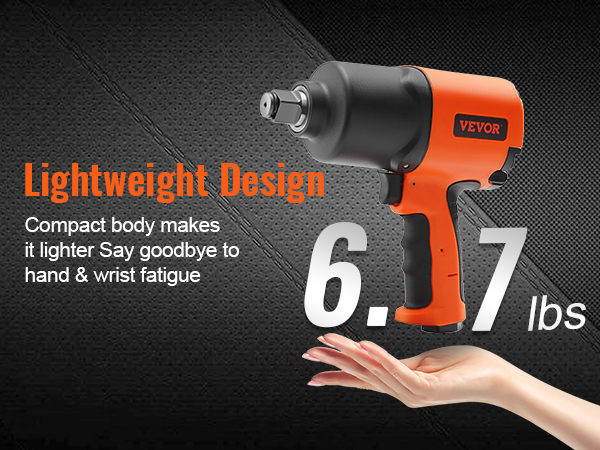 VEVOR pneimatiskais triecienskrūvgriezis, viegls dizains – 6,7 mārciņas; kompakts un samazina roku un plaukstu locītavu nogurumu.