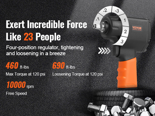 VEVOR pneumaatiline vahend 690 ft-lbs vabastades pöördemomendi ja 10000 p / min tasuta kiirus.