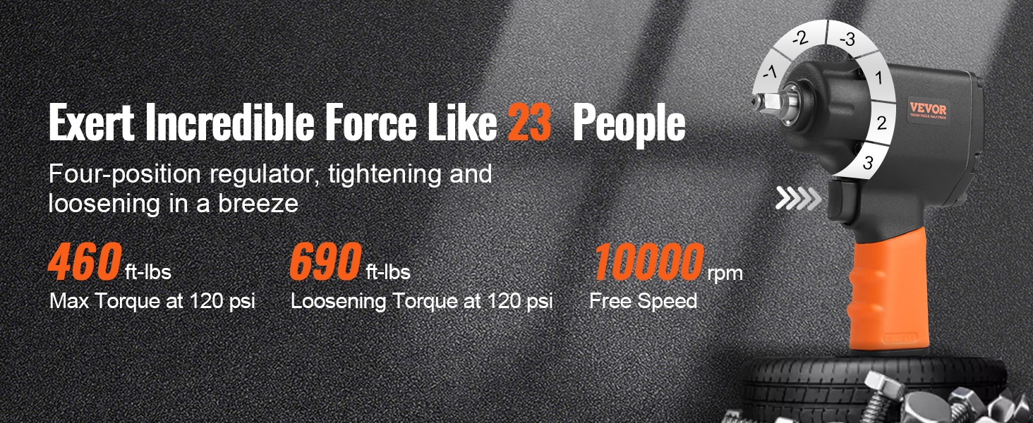 VEVOR pneumaatiline vahend 690 ft-lbs vabastades pöördemomendi ja 10000 p / min tasuta kiirus.