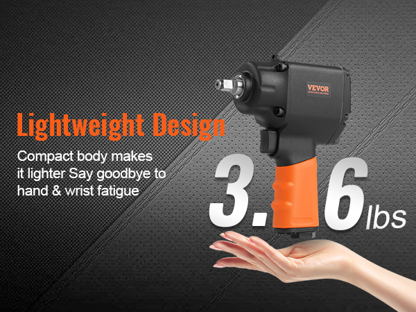 VEVOR õhu löökmutrikeeraja, kergekaaluline, 3.6 lbs, kompaktne ja vähendab käe ja randme väsimust.