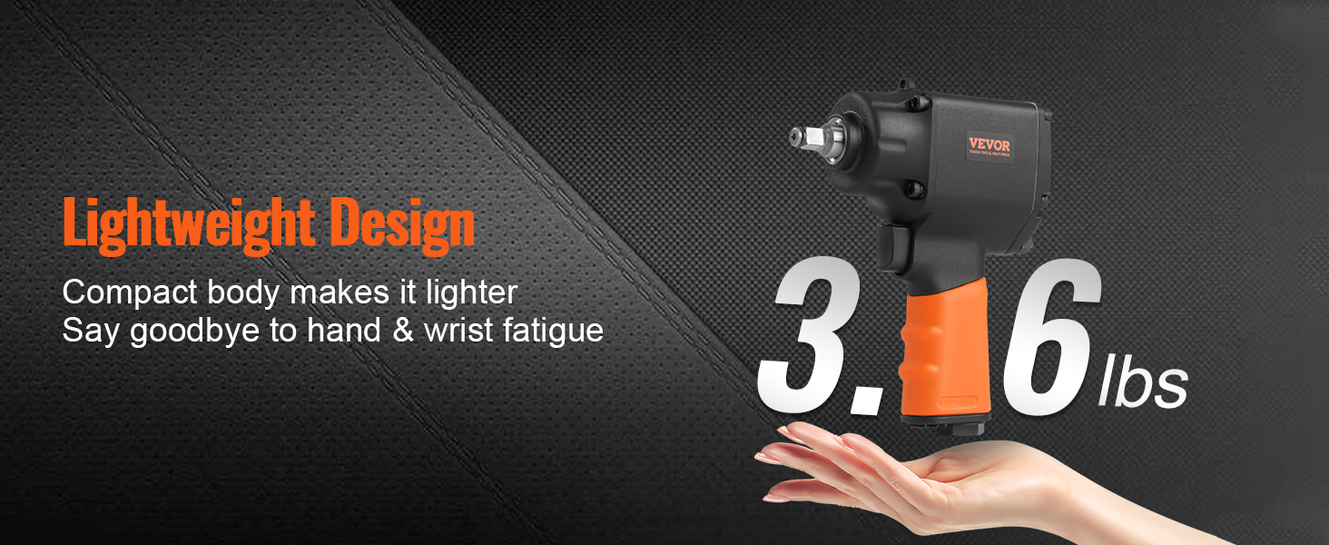 VEVOR õhu löökmutrikeeraja, kergekaaluline, 3.6 lbs, kompaktne ja vähendab käe ja randme väsimust.