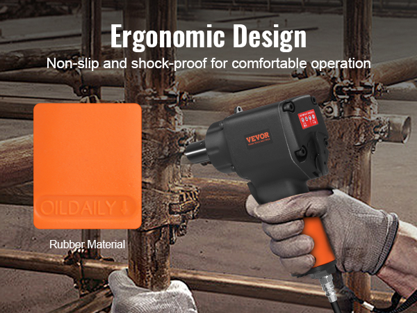 töötaja, kasutades VEVOR õhu mõju wrench koos ergonoomiline disain tööstus seadistus.