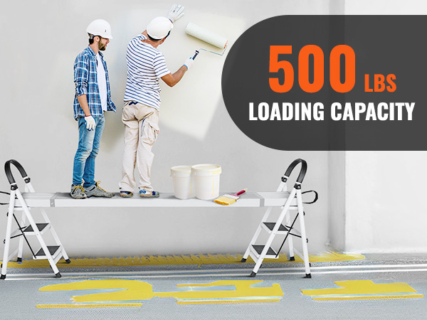 painters use VEVOR telescoping aluminum work plank with 500 lbs loading capacity for wall painting.