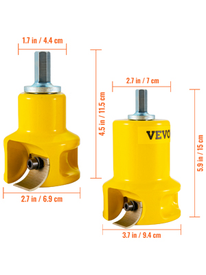 VEVOR tenon cutter in yellow with dimensions, 4.5 in and 5.9 in height options.