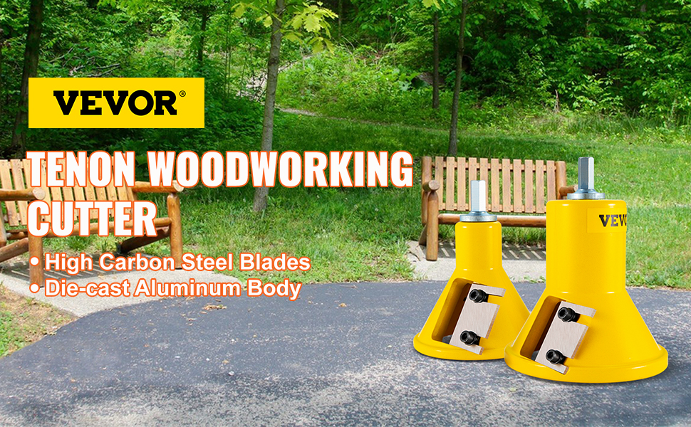 VEVOR tenon cutter with high carbon steel blades and die-cast aluminum body in a park setting