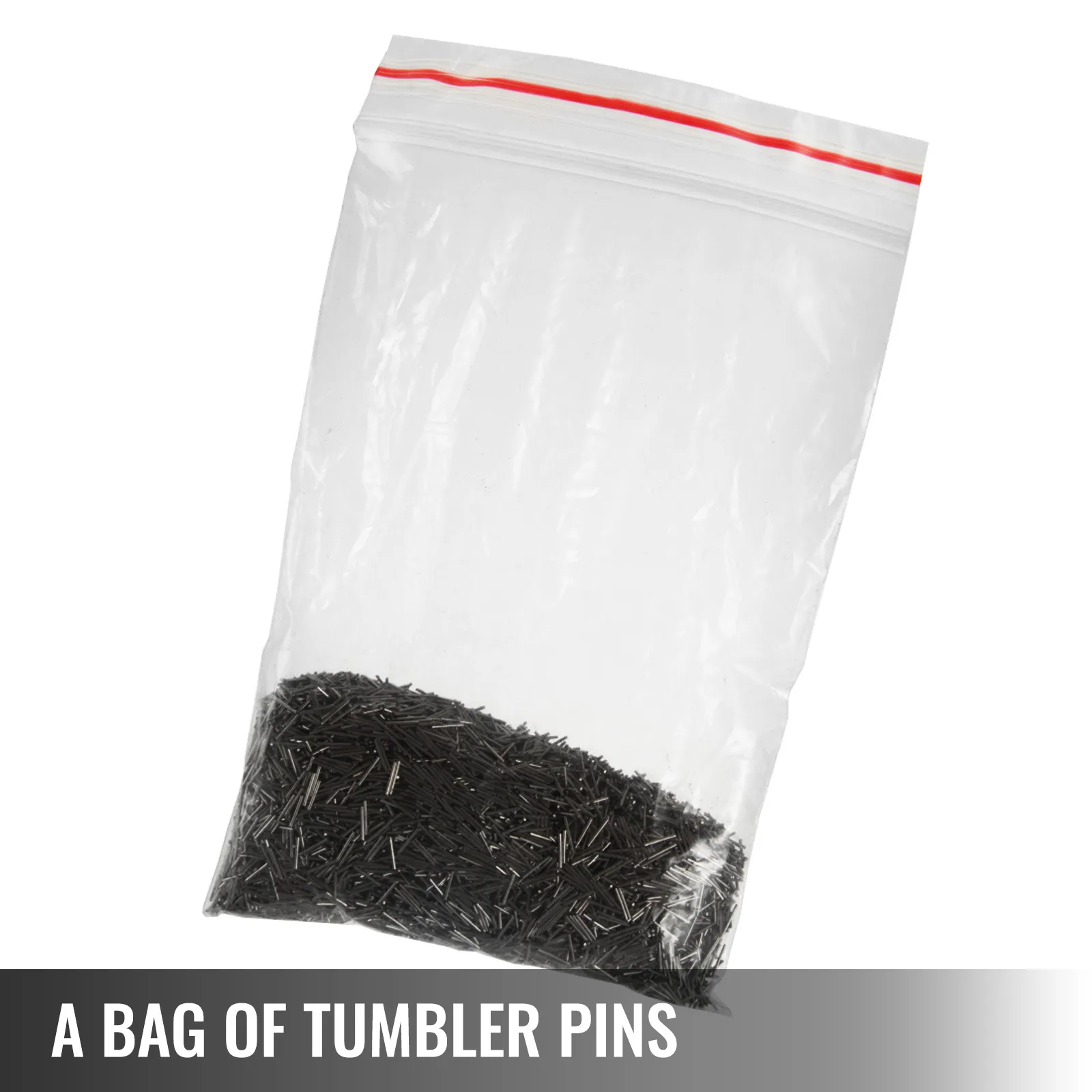 bag of tumbler pins for VEVOR jewelry polisher in clear plastic packaging.